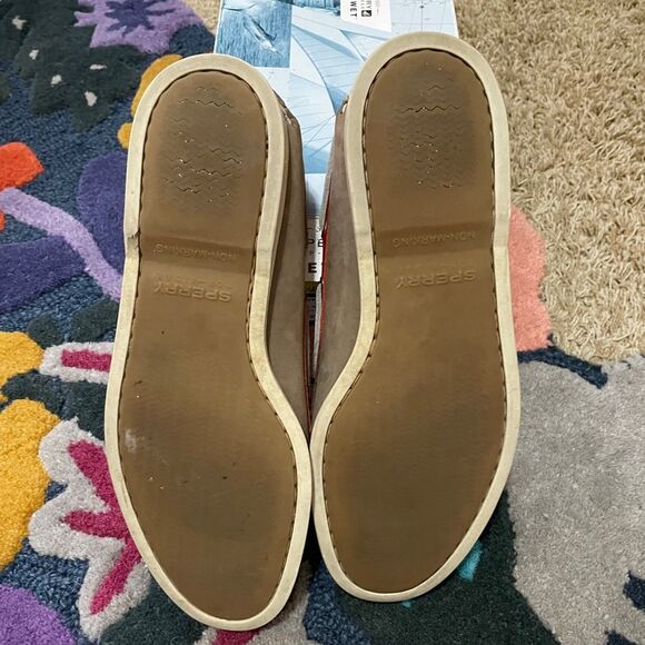 Sperry/10.5 boat/slip on shoes  - orange, tan and Cream. - Picture 6 of 8